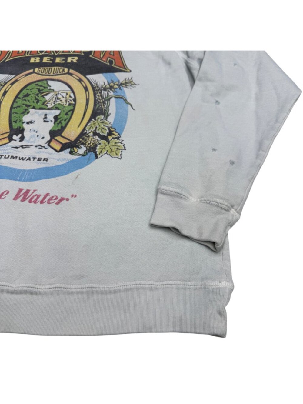 RetroBrand Olympia Beer Distressed Pullover Sweatshirt Made In USA, Size S - Picture 4 of 8
